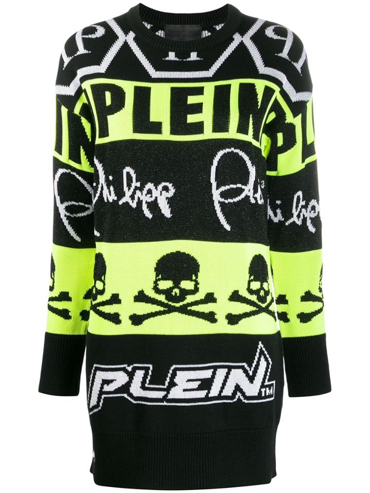 Philipp Plein Neon Knit Jumper Dress - Black
