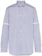 Comme Des Garçons Shirt Zip-detail Striped Shirt - Blue