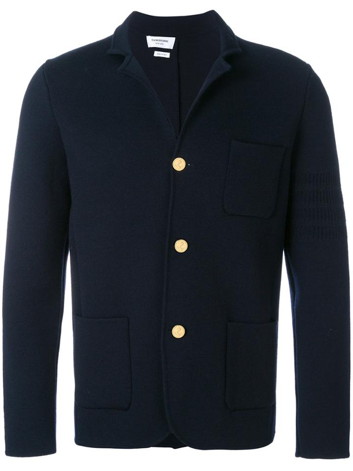 Thom Browne Button-back Fine Merino Wool Sport Coat With Tonal 4-bar