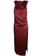 Cushnie Asymmetric Satin Dress - Red