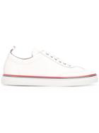 Thom Browne Leather Trainer In White Pebble Grain