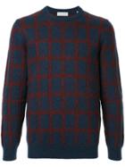 Gieves & Hawkes Long Sleeved Checked Jumper - Blue