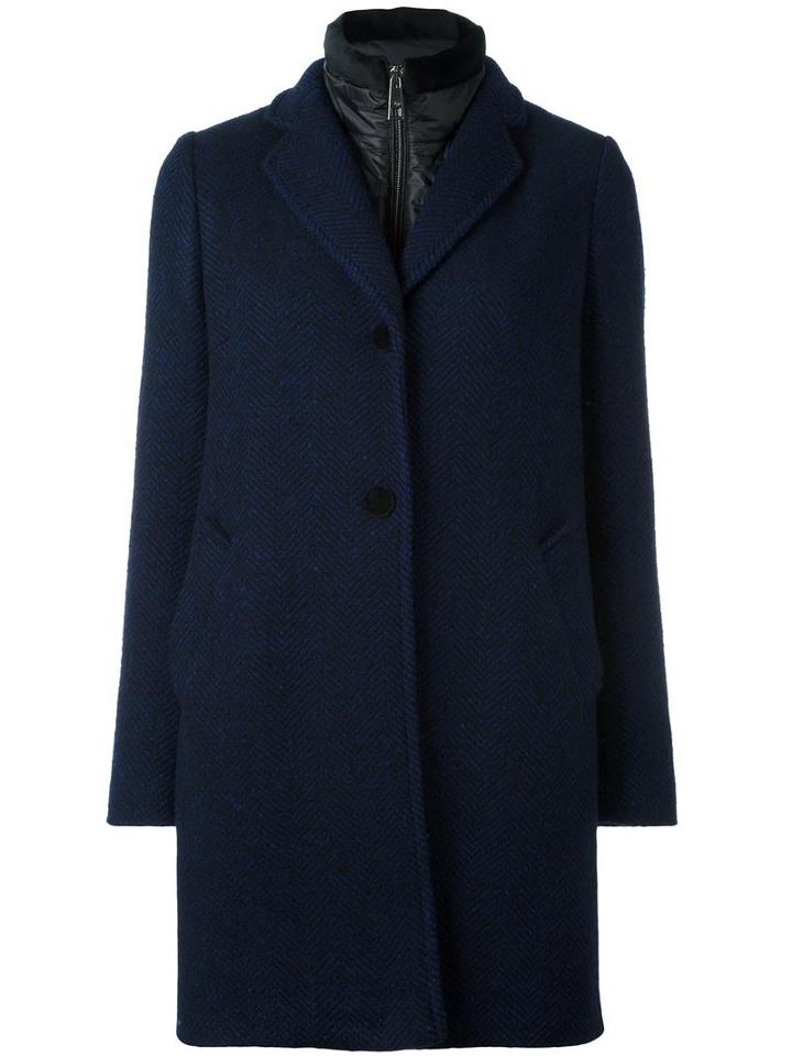 Fay Single Breasted Coat, Women's, Size: Medium, Blue, Virgin Wool/polyester/polyamide