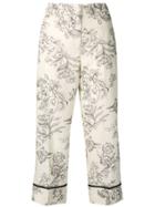 Twin-set Floral Print Cropped Trousers - Neutrals