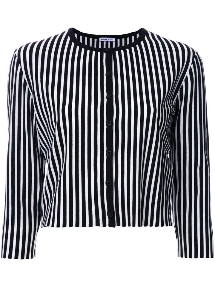 Tomas Maier Striped Button Down Cardigan, Women's, Size: 6, Black, Viscose