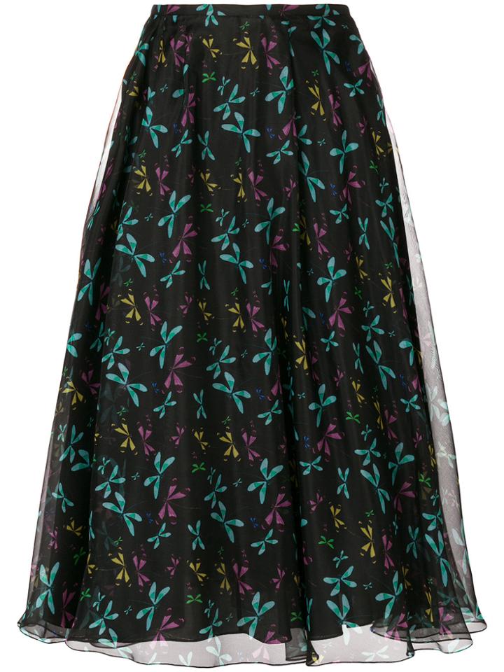 Rochas Butterfly Print Full Skirt - Black