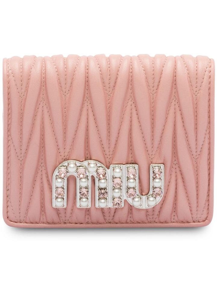 Miu Miu Matelassé Small Nappa Wallet - Pink