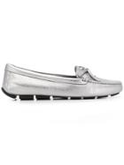 Prada Lettering Logo Loafers - Silver