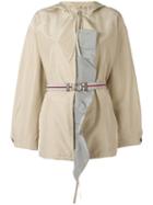 Prada Hooded Belted Jacket, Women's, Size: 38, Nude/neutrals, Silk/viscose