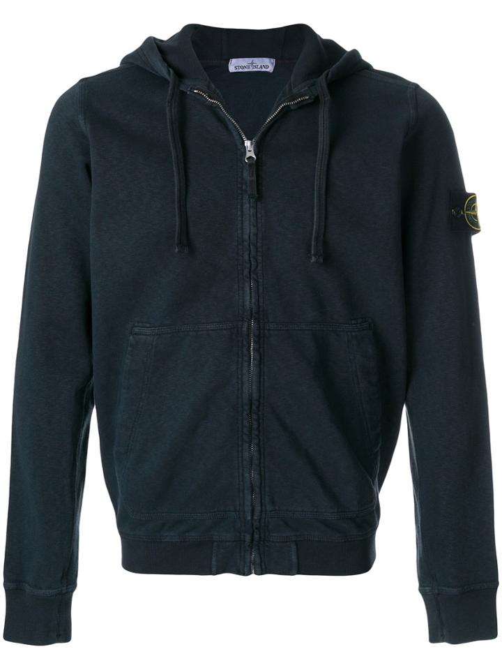 Stone Island Garment Dyed Zip Hoodie - Grey