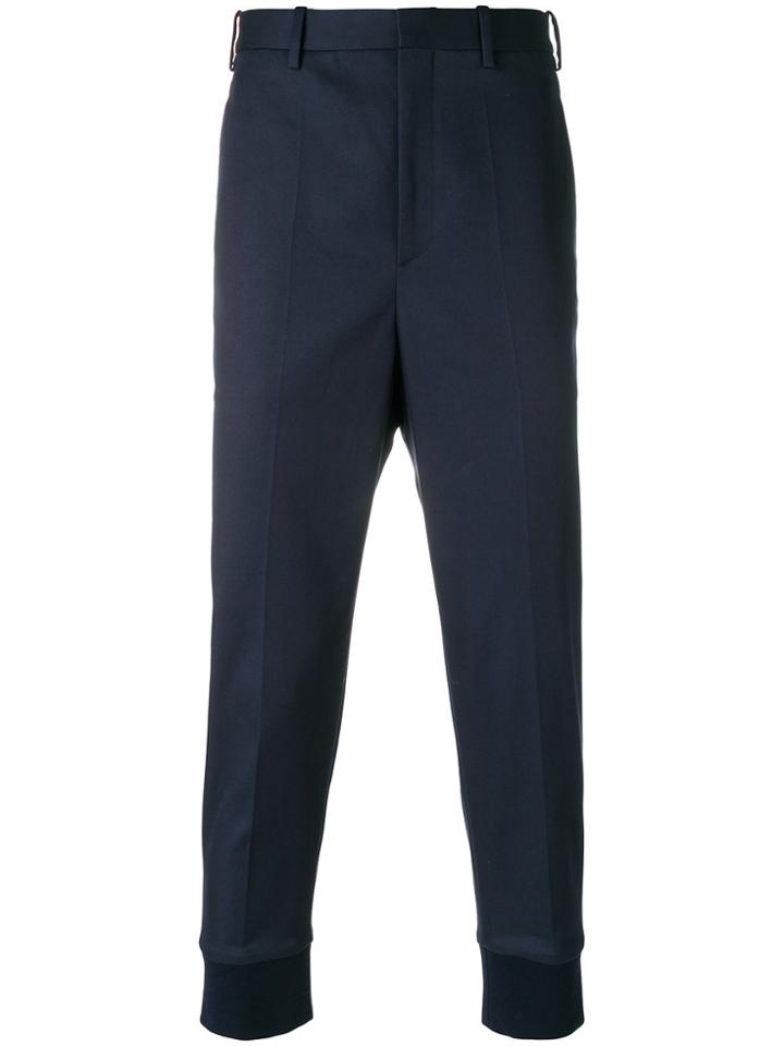 Neil Barrett Slim Fit Trousers With Elasticated Cuffs - Blue
