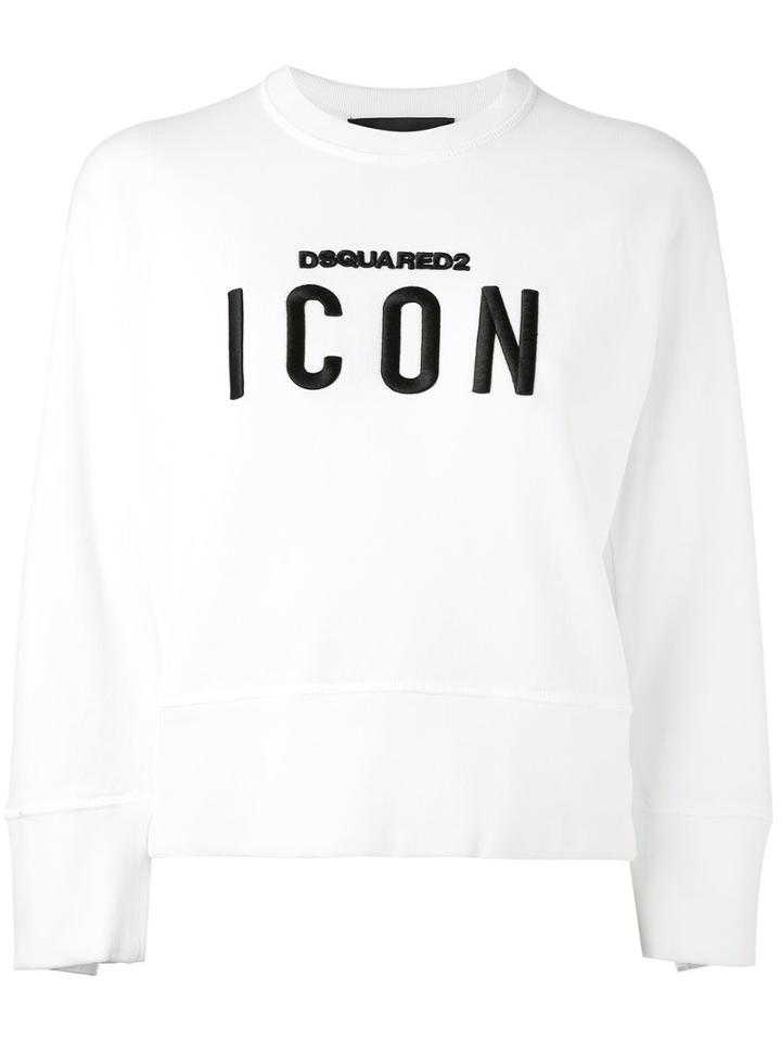 'icon' Embroidered Sweatshirt - Women - Cotton - M, White, Cotton, Dsquared2