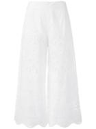 Red Valentino Broderie Anglaise Cropped Trousers, Women's, Size: 44, White, Cotton/polyester