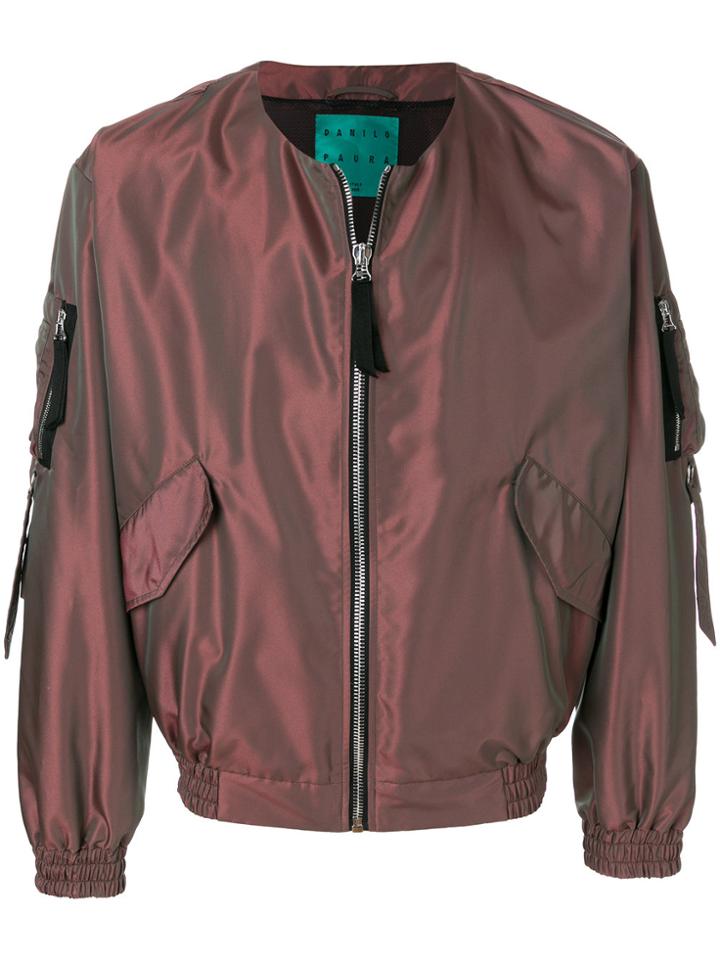 Paura Metallic Bomber Jacket - Brown