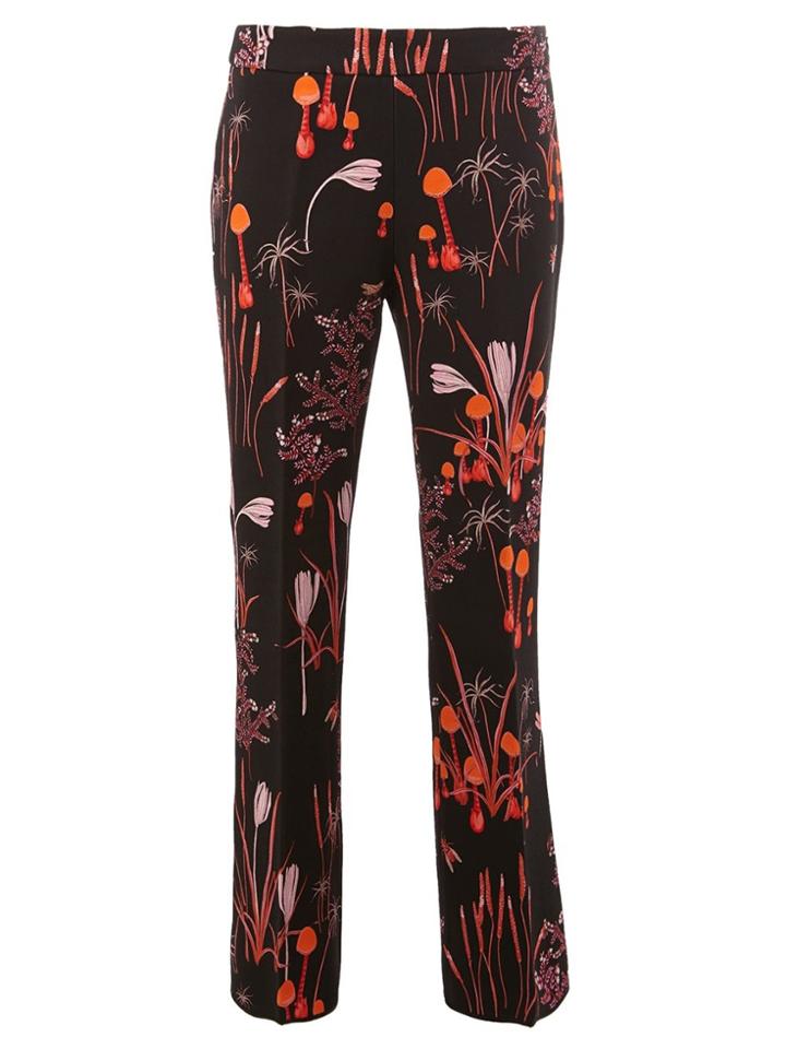 Giambattista Valli Floral Print Straight Trousers - Black