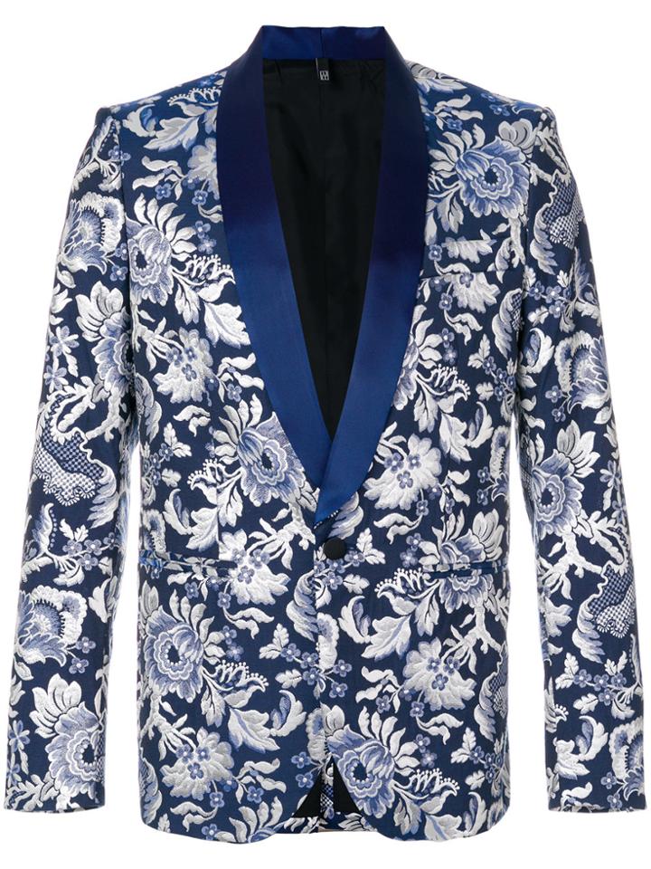 Christian Pellizzari Floral Embroidered Blazer - Blue