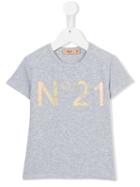 No21 Kids Logo Print T-shirt, Girl's, Size: 7 Yrs, Grey