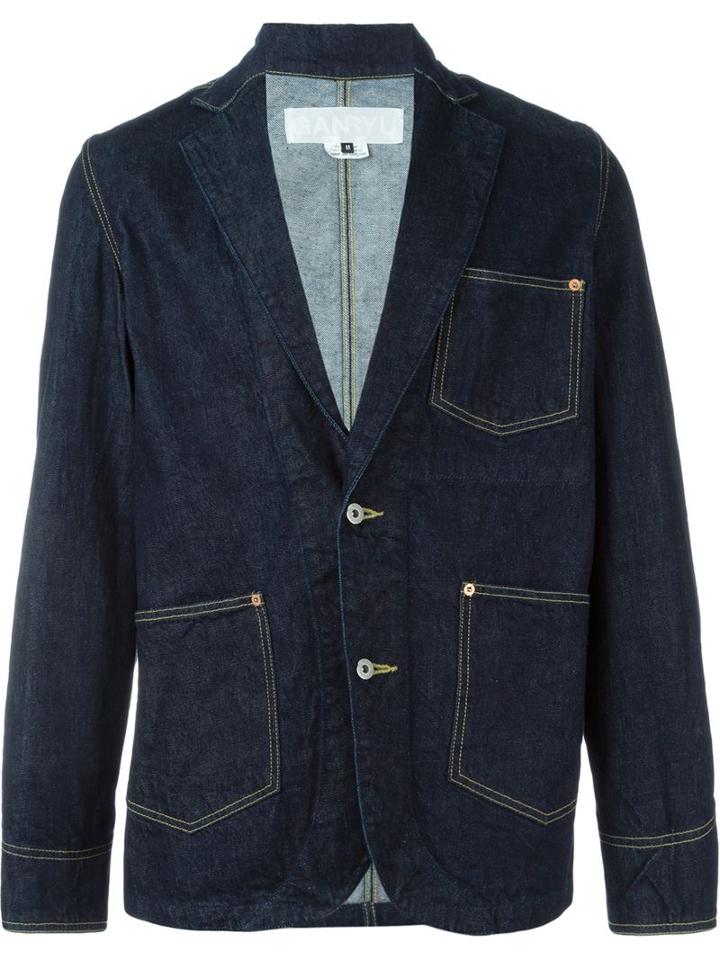 Ganryu Comme Des Garcons Denim Blazer, Men's, Size: M, Blue, Cotton
