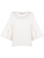 Closed Balloon Sleeves Blouse - White
