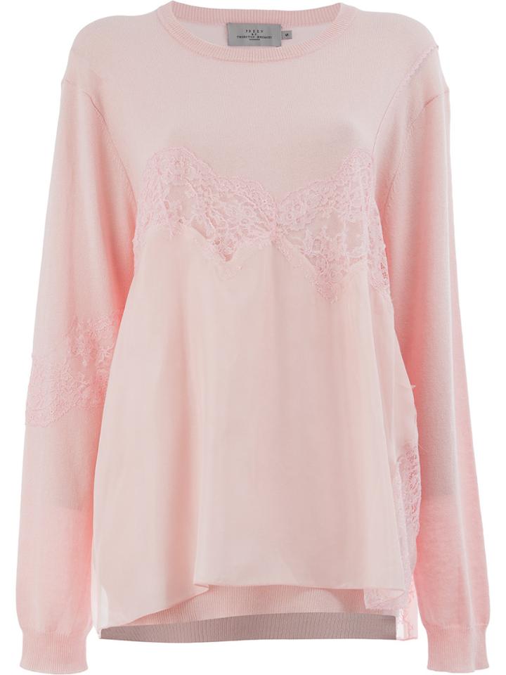 Preen By Thornton Bregazzi Caia Lace-trimmed Jumper - Pink & Purple