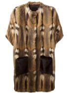 Liska Hamster Fur Coat, Women's, Size: Medium, Nude/neutrals, Mink Fur