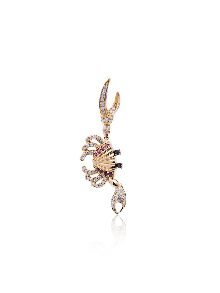 Yvonne Léon 18k Gold Crab Earring With Diamond And Ruby - Metallic