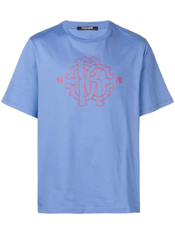 Roberto Cavalli Printed Logo T-shirt - Blue