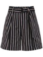 Andrea Marques Belted Striped Shorts - Blue