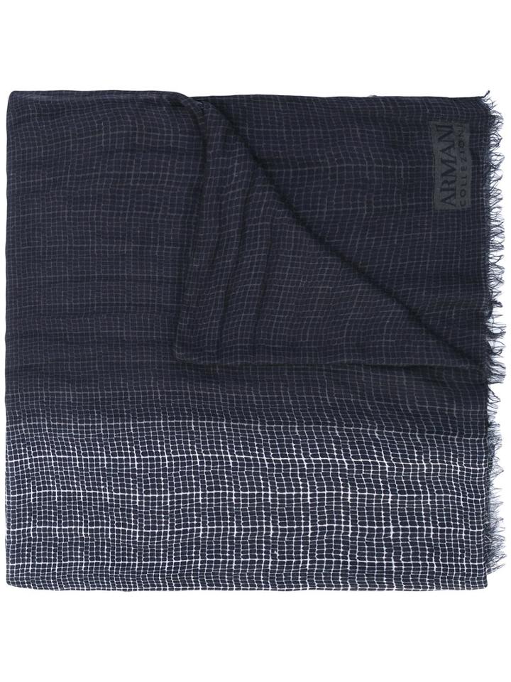 Armani Collezioni - Printed Fringed Scarf - Men - Modal/linen/flax - One Size, Blue, Modal/linen/flax