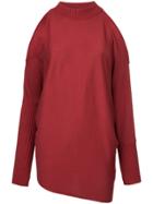 Aula Cold Shoulder Knitted Jumper - Red