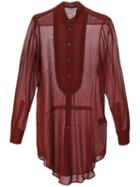 Ann Demeulemeester Sheer Lapel Detail Shirt, Men's, Size: Medium, Red, Rayon
