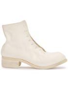 Guidi Slouched Lace Up Ankle Boots - White