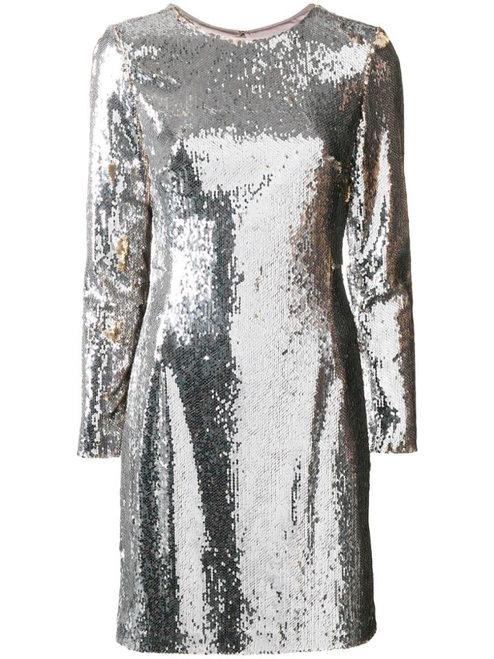 Paule Ka Sequined Shift Mini Dress - Metallic