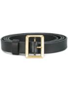 Forte Forte Square Buckle Belt, Women's, Black, Calf Leather