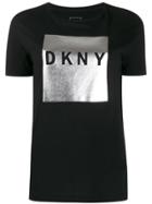 Dkny Metallic Logo Print T-shirt - Black