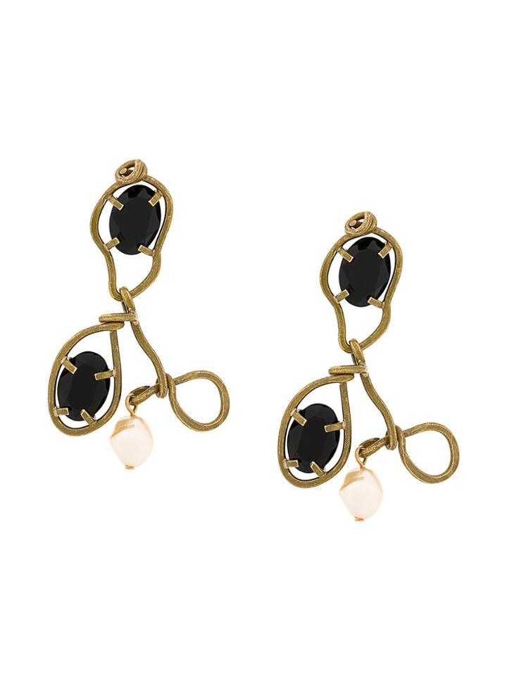 Marni Abstract Stone Earrings - Metallic