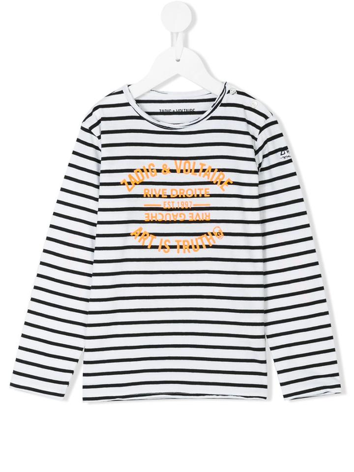 Zadig & Voltaire Kids Striped Print Top, Boy's, Size: 10 Yrs, White