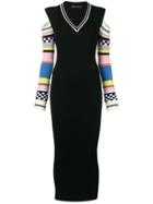 Versace Contrast Sleeve Knitted Dress - Black