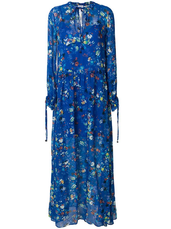 Twin-set Floral Long Flared Dress - Blue