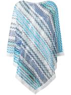 Missoni - Diagonal Stripe Poncho - Women - Cotton/viscose - One Size, Blue, Cotton/viscose