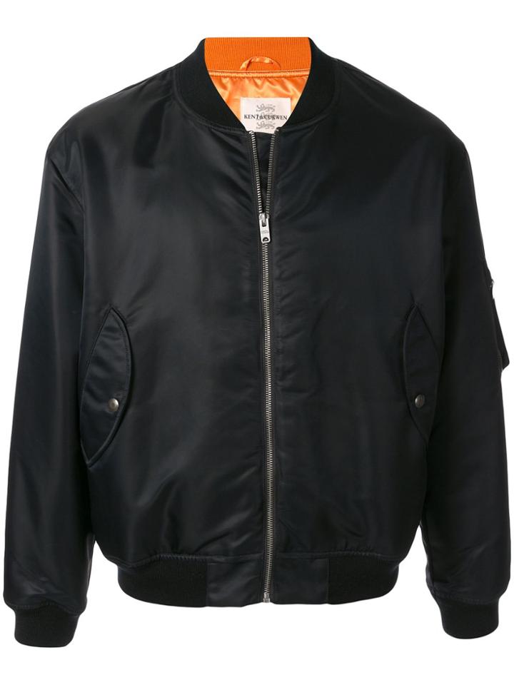 Kent & Curwen Satin Bomber Jacket - Blue
