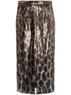 Marco De Vincenzo Leopard Print Embellished Skirt - Metallic
