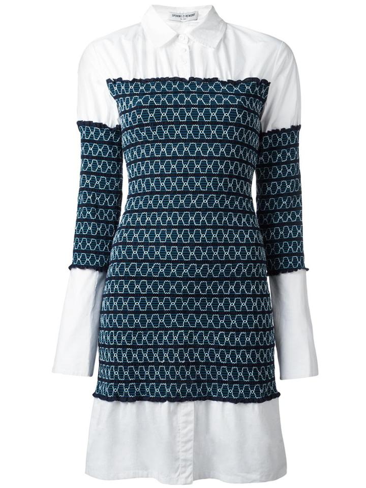Opening Ceremony Gathered Shirt Dress - Blue