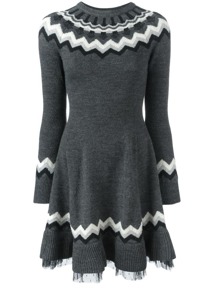 Red Valentino Knitted Flared Dress, Women's, Size: Small, Grey, Acrylic/polyamide/wool/alpaca