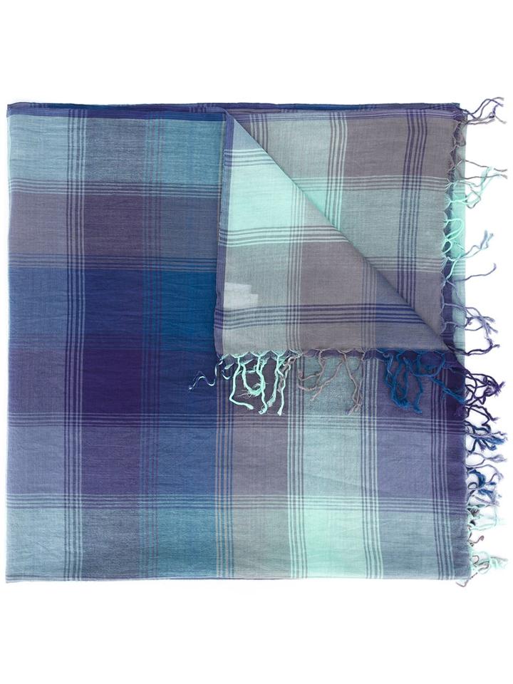Paul Smith - Check Print Scarf - Men - Cotton - One Size, Blue, Cotton