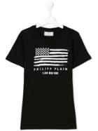 Philipp Plein Junior Flag Print T-shirt - Black