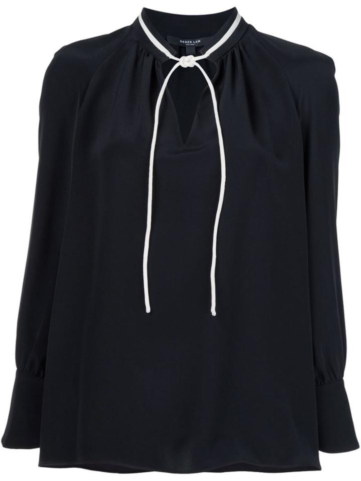 Derek Lam Tie Collar Blouse, Women's, Size: 38, Black, Silk