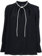 Derek Lam Tie Collar Blouse, Women's, Size: 38, Black, Silk