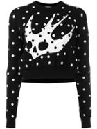 Mcq Alexander Mcqueen Floral Swallow Sweater, Women's, Size: Medium, Black, Viscose/polyamide