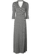 Diane Von Furstenberg Chain Link Print Wrap Dress - Black